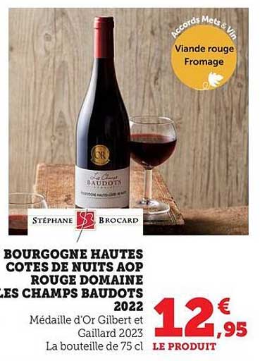 BOURGOGNE HAUTES COTES DE Nuits AOP ROUGE Domaine Les Champs Baudots 2022