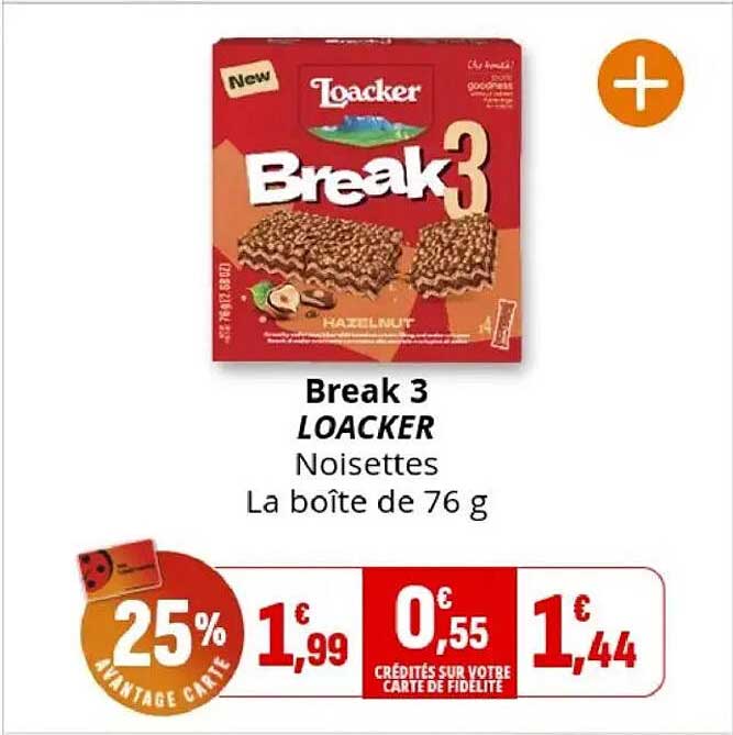 Break 3 LOACKER Noisettes La boîte de 76 g