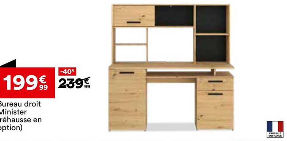 Bureau droit Minister (rehausse en option)