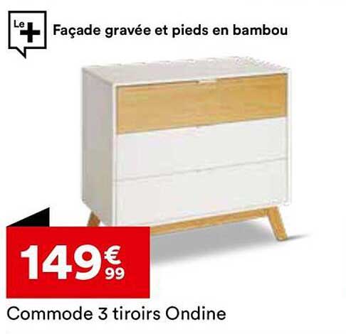 Commode 3 tiroirs Ondine