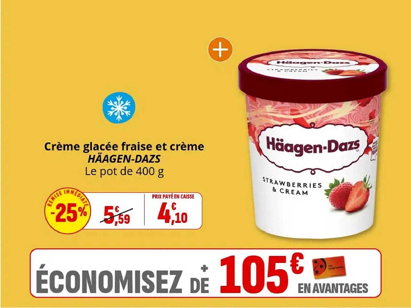 Crème glacée fraise et crème HÄAGEN-DAZS
