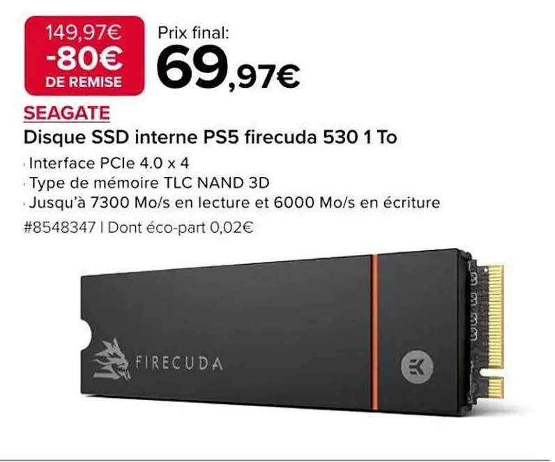 Disque SSD interne PS5 firecuda 530 1 To