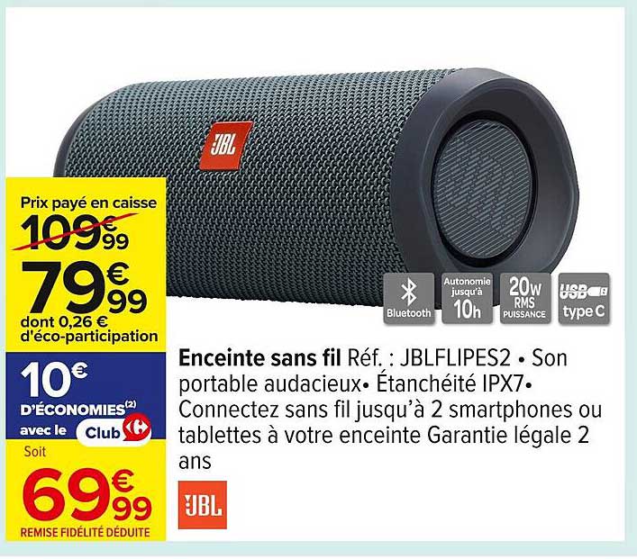Enceinte sans fil Réf. : JBLFLIPES2