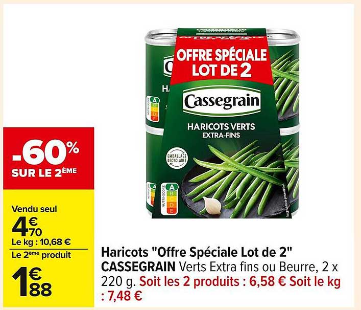 Haricots "Offre Spéciale Lot de 2" CASSEGRAIN