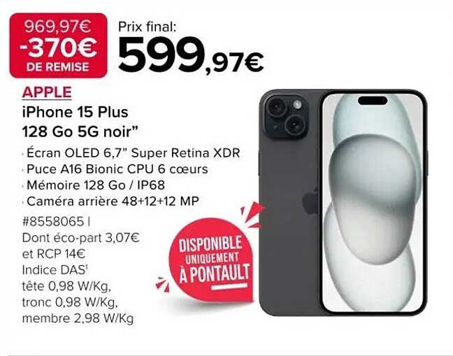 iPhone 15 Plus 128 Go 5G noir