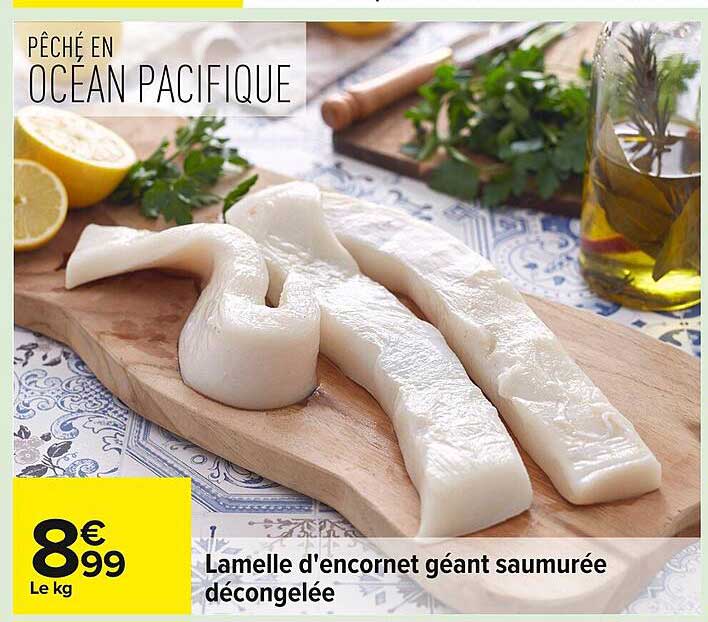 Lamelle d'encornet géant saumurée décongelée