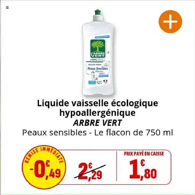 Liquide vaisselle écologique hypoallergénique ARBRE VERT