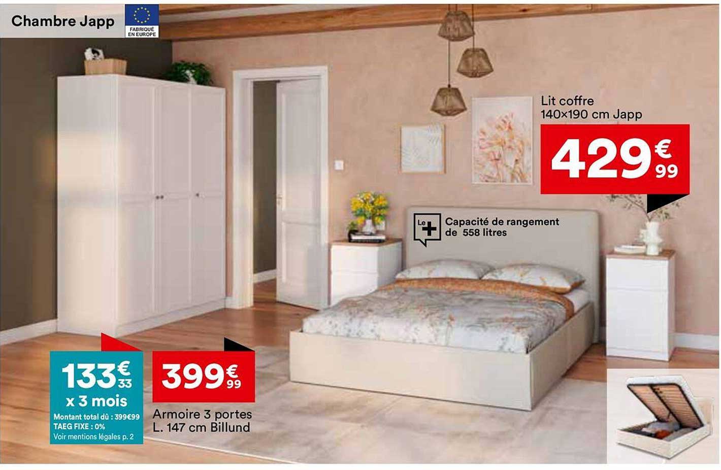 Lit coffre 140x190 cm Japp