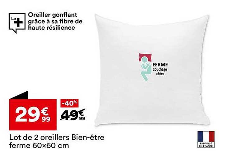 Lot de 2 oreillers Bien-être ferme 60x60 cm