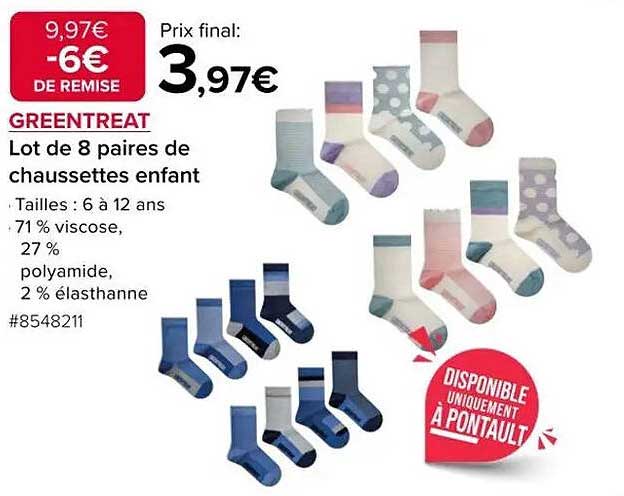Lot de 8 paires de chaussettes enfant