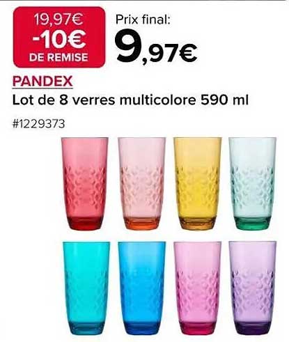 Lot de 8 verres multicolore 590 ml