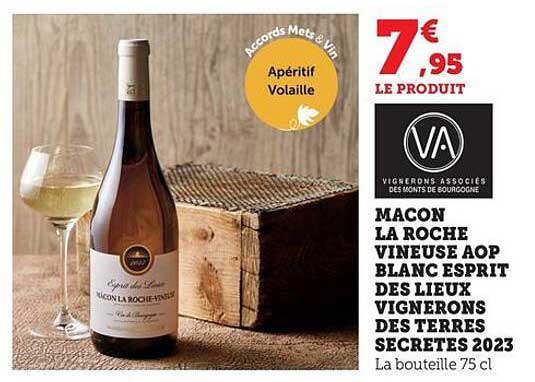 Mâcon La Roche Vinée AOP Blanc Esprit des Lieux Vignerons des Terres Secrètes 2023