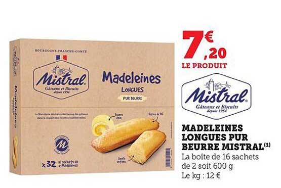 MADELEINES LONGUES PUR BEURRE MISTRAL
