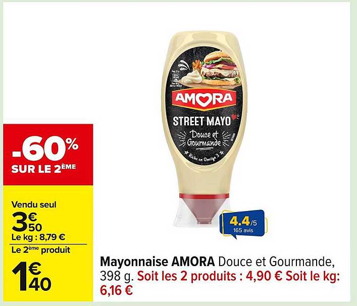Mayonnaise AMORA Douce et Gourmande, 398 g