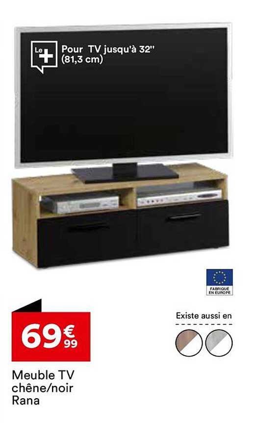 Meuble TV chêne/noir Rana