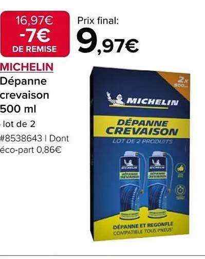 MICHELIN Dépanne crevaison 500 ml lot de 2