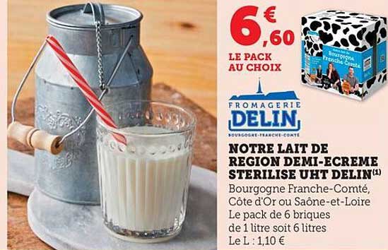 NOTRE LAIT DE REGION DEMI-ECREME STERILISE UHT DELIN