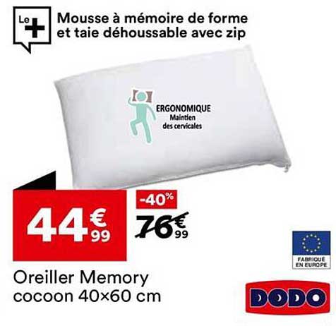 Oreiller Memory cocoon 40x60 cm