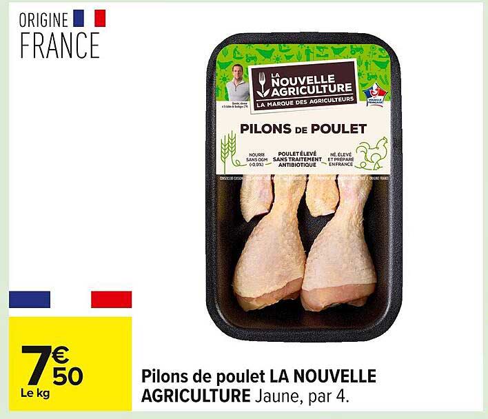 Pilons de poulet LA NOUVELLE AGRICULTURE Jaune, par 4.