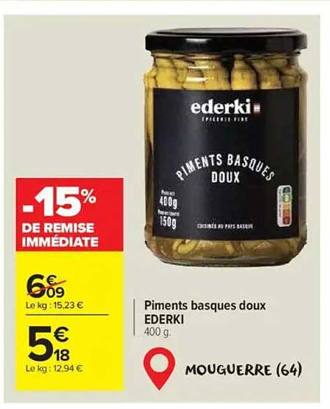 Piments basques doux EDERKI 400 g
