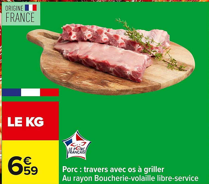 Porc : travers avec os à griller