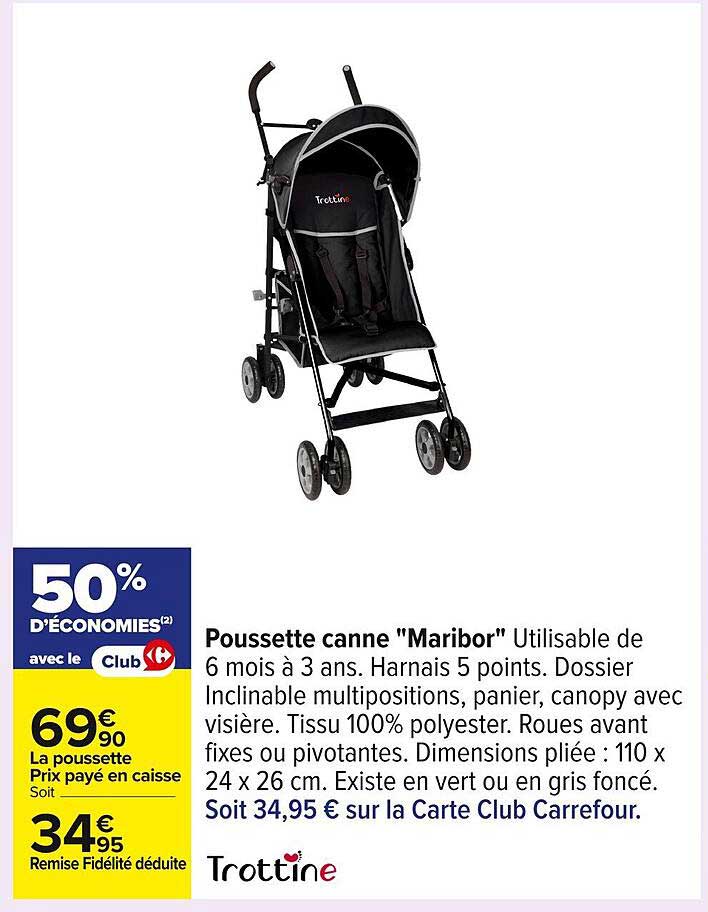 Poussette canne "Maribor" Utilisable de 6 mois à 3 ans.