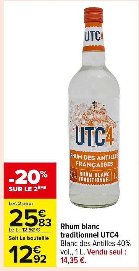 Rhum blanc traditionnel UTC4