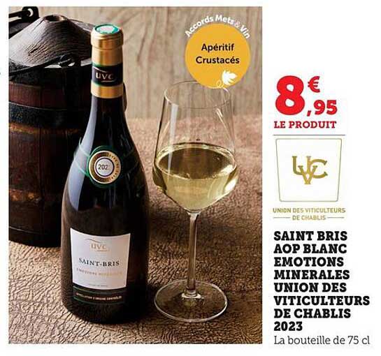 SAINT BRIS AOP BLANC EMOTIONS MINERALES UNION DES VITICULTEURS DE CHABLIS 2023