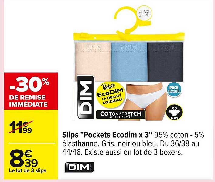 Slips "Pockets Ecodim x 3"