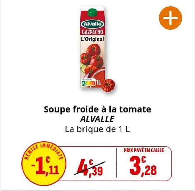 Soupe froide à la tomate ALVALLE La briquette de 1 L