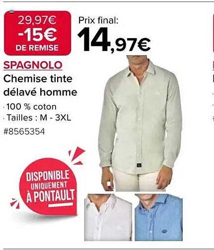 Spagnolo Chemise tinter délavé homme