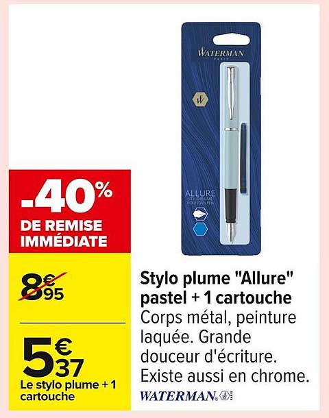 Stylo plume "Allure" pastel + 1 cartouche