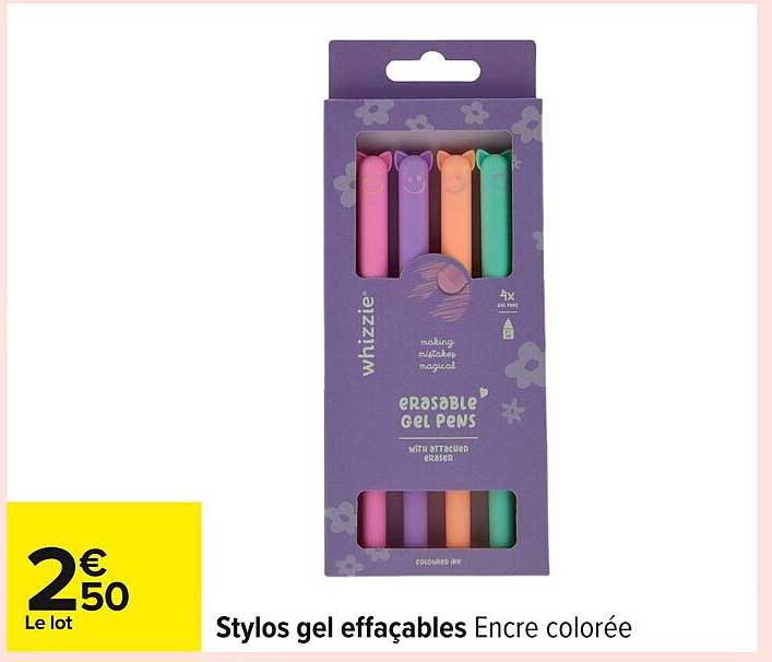 Stylos gel effaçables Encre colorée