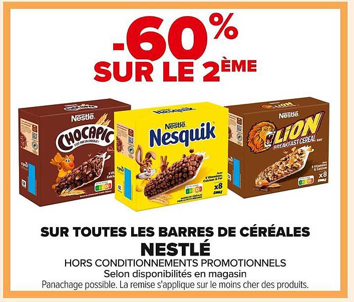 SUR TOUTES LES BARRES DE CÉRÉALES NESTLÉ