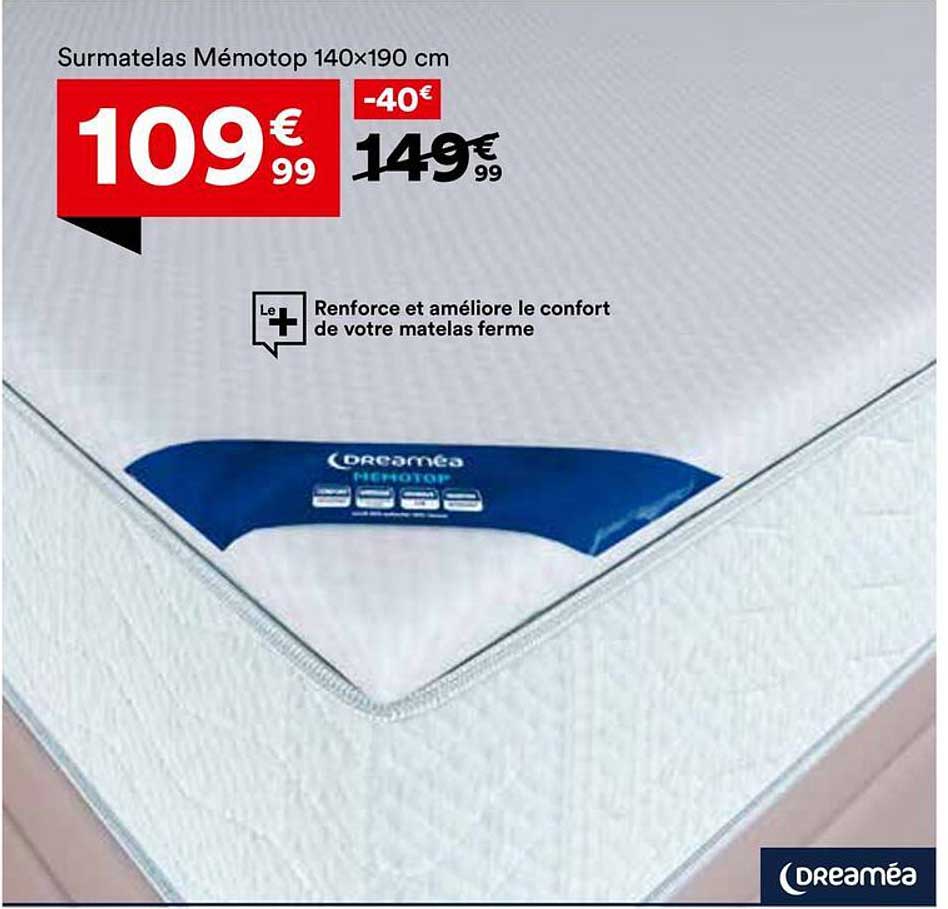 Surmatelas Mémotop 140x190 cm