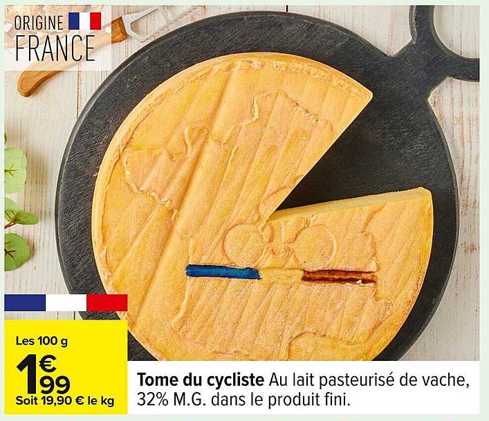 Tome du cycliste au lait pasteurisé de vache