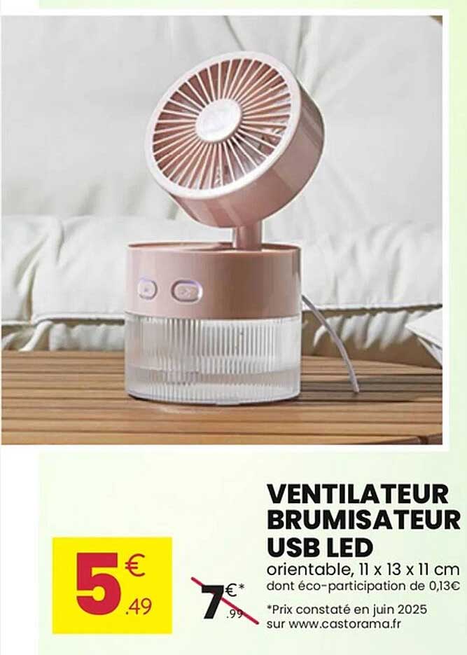 VENTILATEUR BRUMISATEUR USB LED