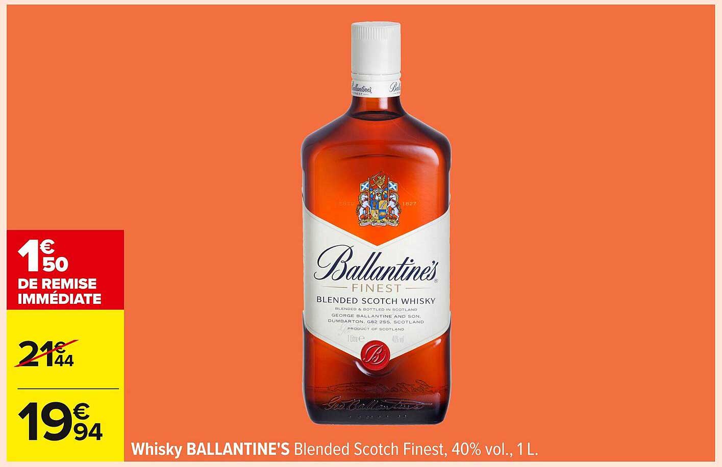 Whisky BALLANTINE'S Blended Scotch Finest, 40% vol., 1L
