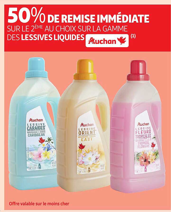 50% DE REMISE IMMÉDIATE SUR LE 2ÈME AU CHOIX SUR LA GAMME DES LESSIVES LIQUIDES