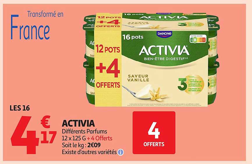 ACTIVIA Saveur Vanille 12 pots + 4 offerts