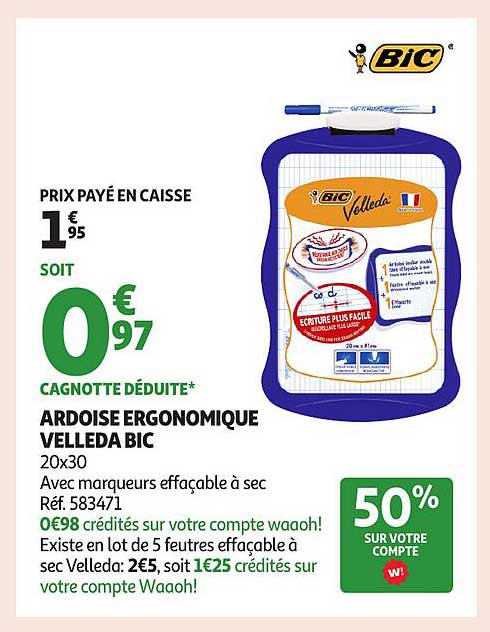 ARDOISE ERGONOMIQUE VELLEDA BIC 20x30