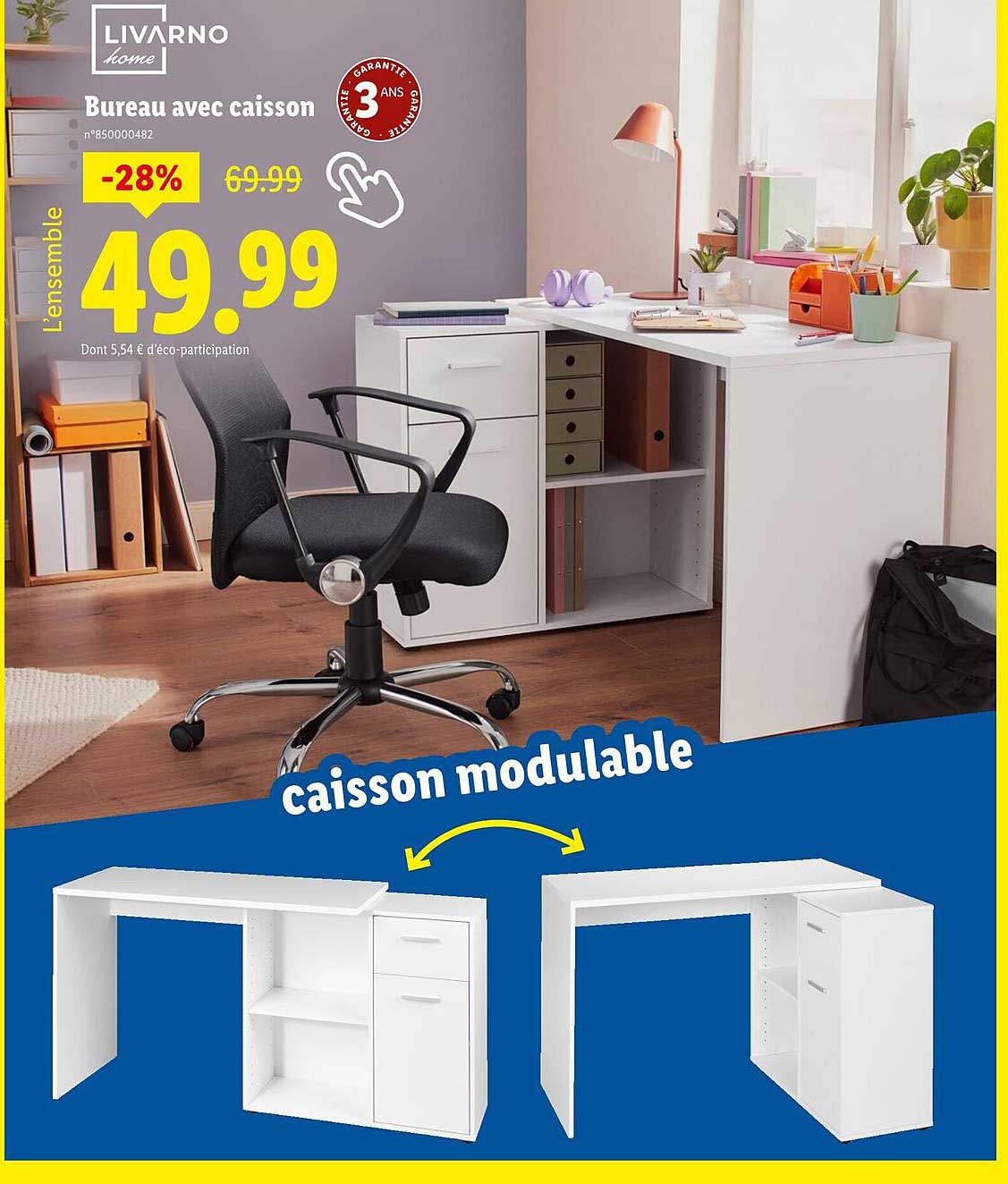 Bureau avec caisson