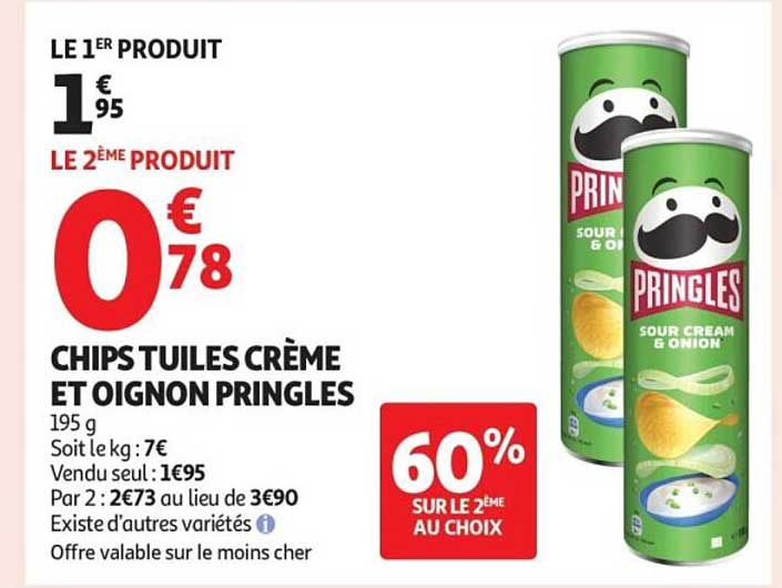 CHIPS TUILES CRÈME ET OIGNON PRINGLES