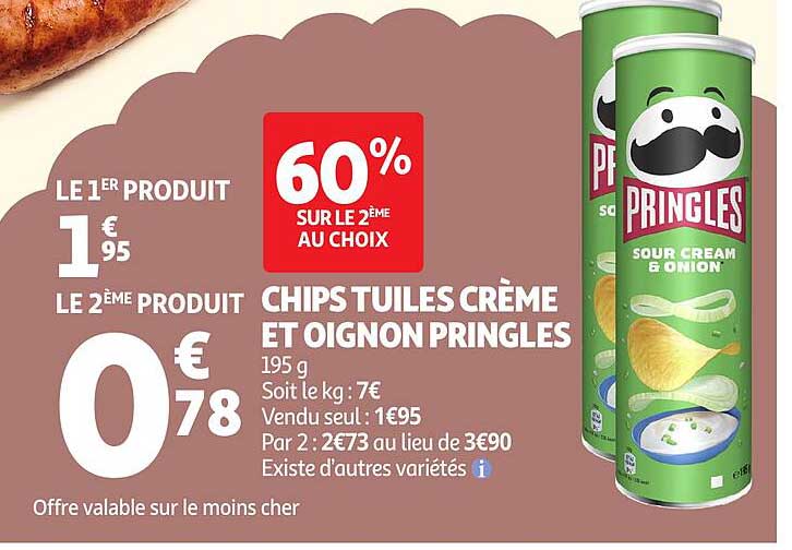 CHIPS TUILES CRÈME ET OIGNON PRINGLES