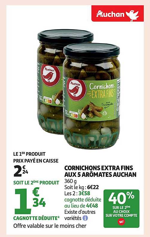 Cornichons Extra Fins aux 5 Arômes Auchan