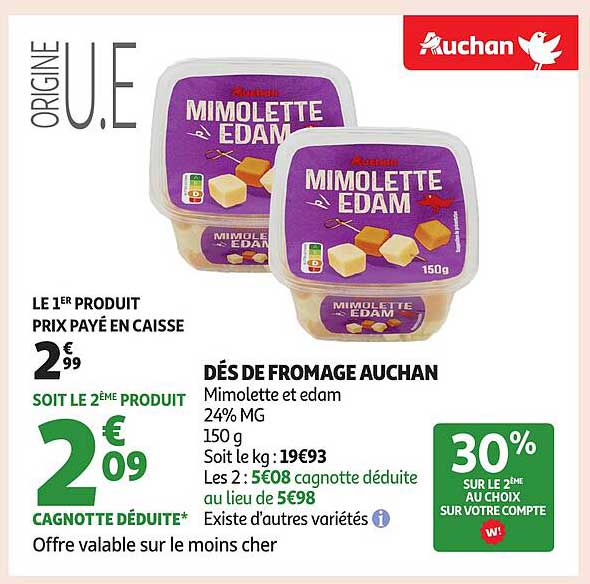 DÉS DE FROMAGE AUCHAN