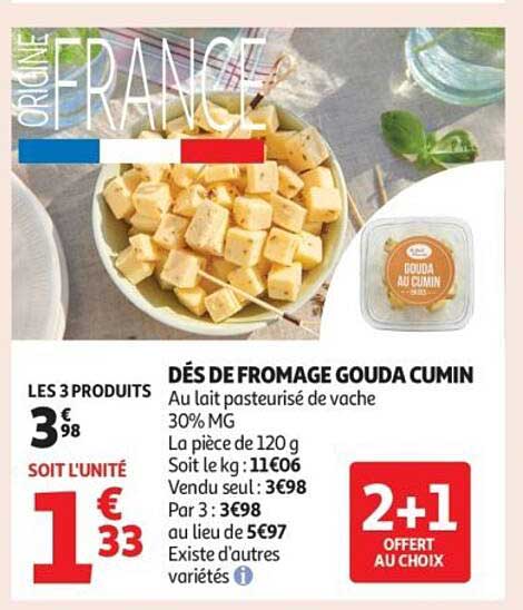 DÉS DE FROMAGE GOUDA CUMIN