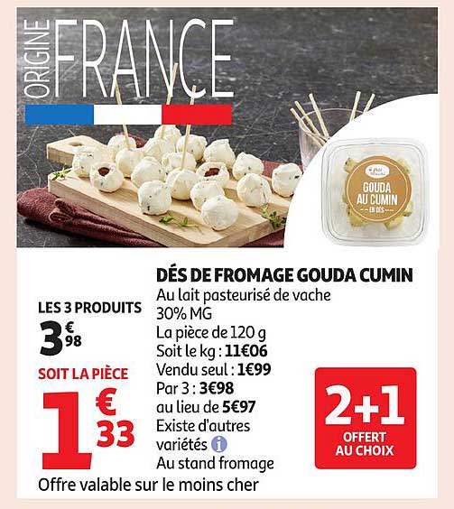 DÉS DE FROMAGE GOUDA CUMIN