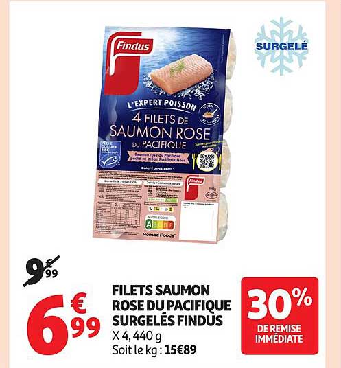 FILETS SAUMON ROSE DU PACIFIQUE SURGELÉS FINDUS