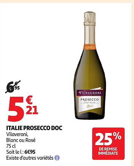 ITALIE PROSECCO DOC Vilaveroni, Blanc ou Rosé 75 cl